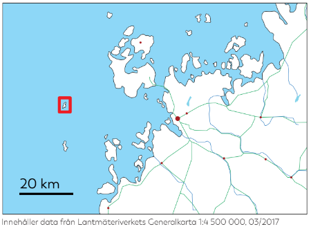 Karta över kust och ö.